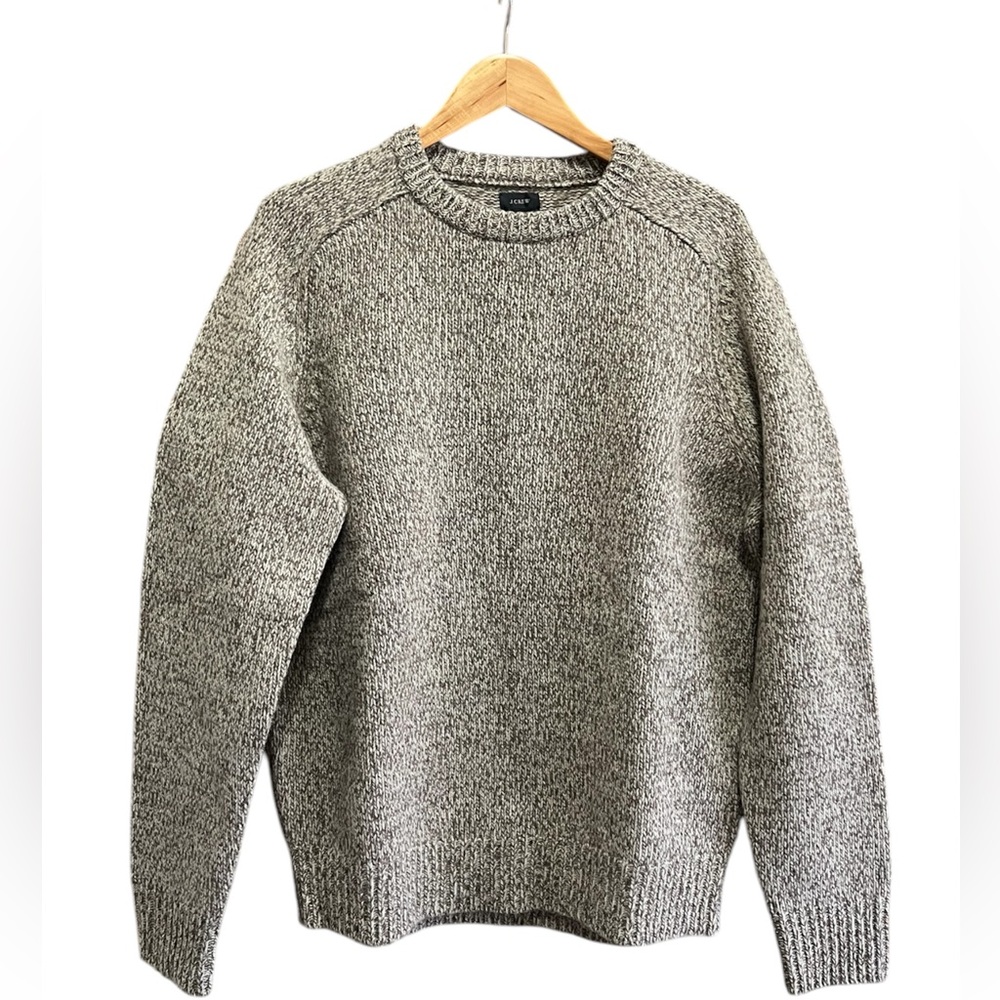 J. Crew Lambswool Crewneck Sweater Mens Black Label Oatmeal Tan
